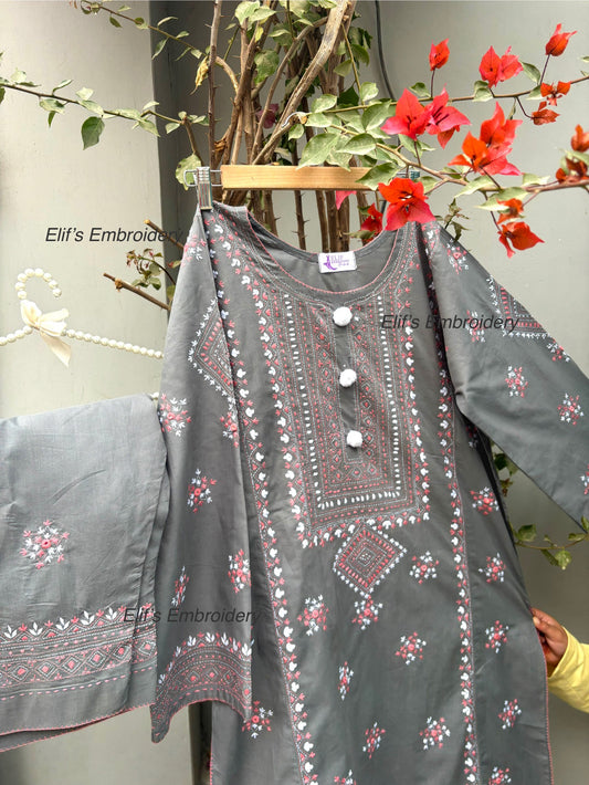 Husna - 2Pc Hand Embroidered Suit