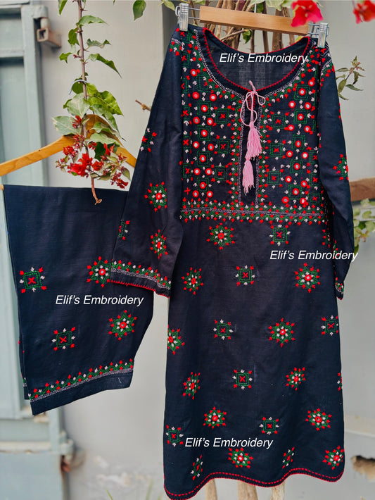 Zahrah - 2Pc Hand Embroidered Suit