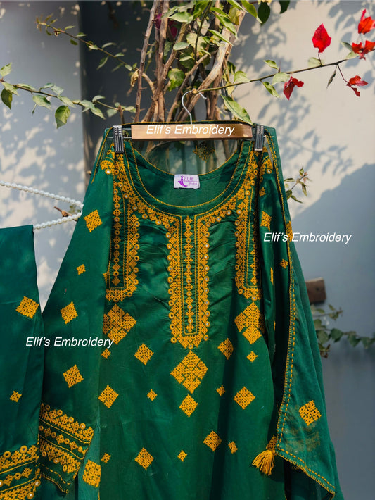 Zamurd - 3Pc Hand Embroidered Suit