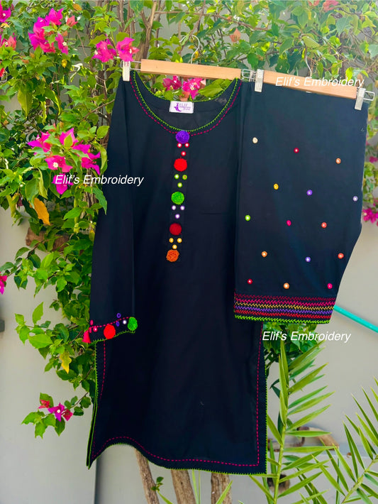 Noor-e-Rang - 2Pc Hand Embroidered Suit