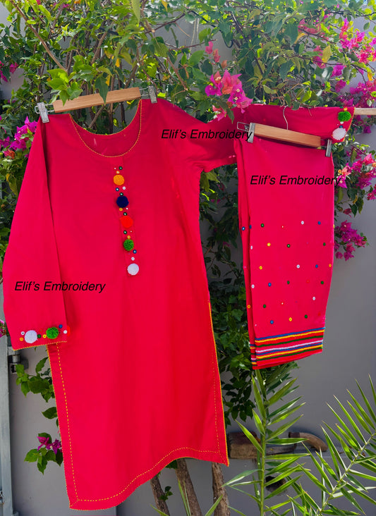 Blush Bloom - 2Pc Hand Embroidered Suit