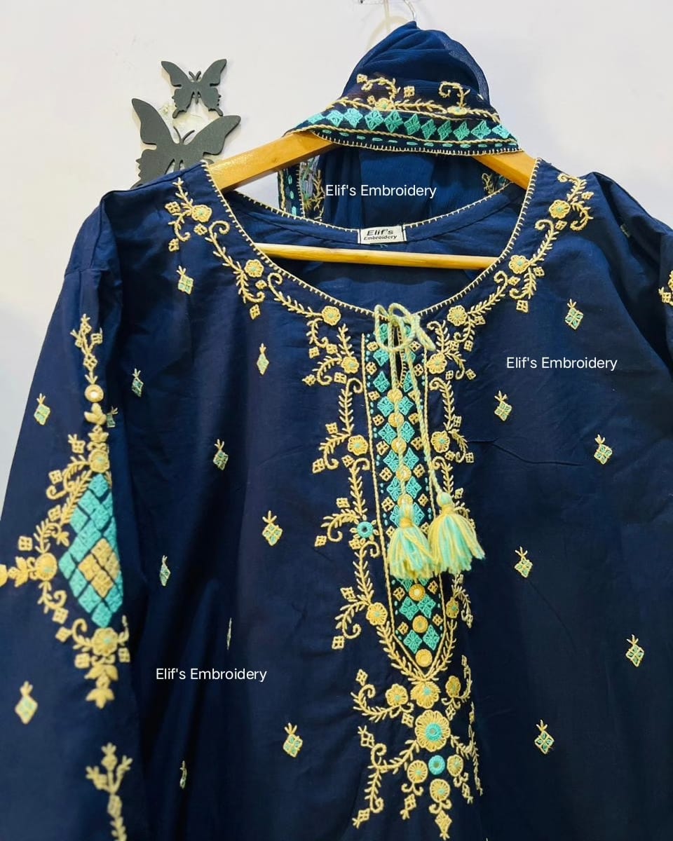 Ruq e Gul - 3Pc Hand Embroidered Suit