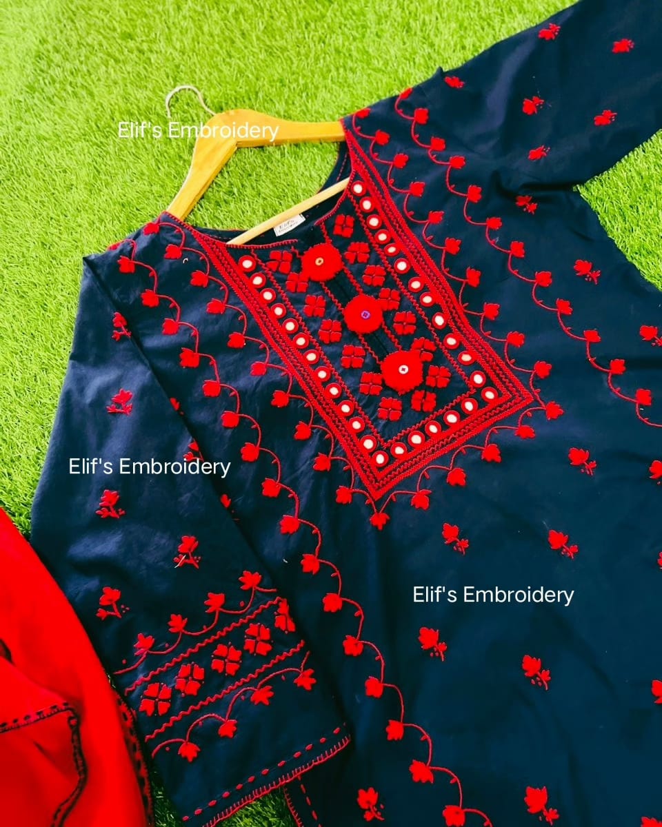 Nergis - 3Pc Hand Embroidered Suit