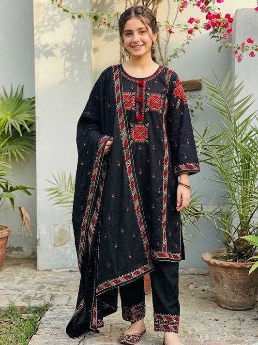 Zuleikha - 3Pc Hand Embroidered Suit