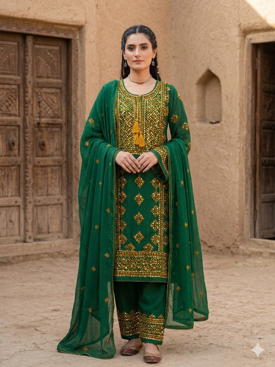 sophia  - 3Pc Hand Embroidered Suit
