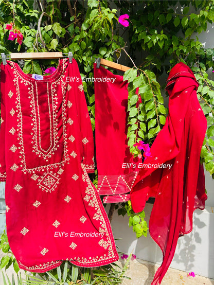 Hareema - 3Pc Hand Embroidered Suit