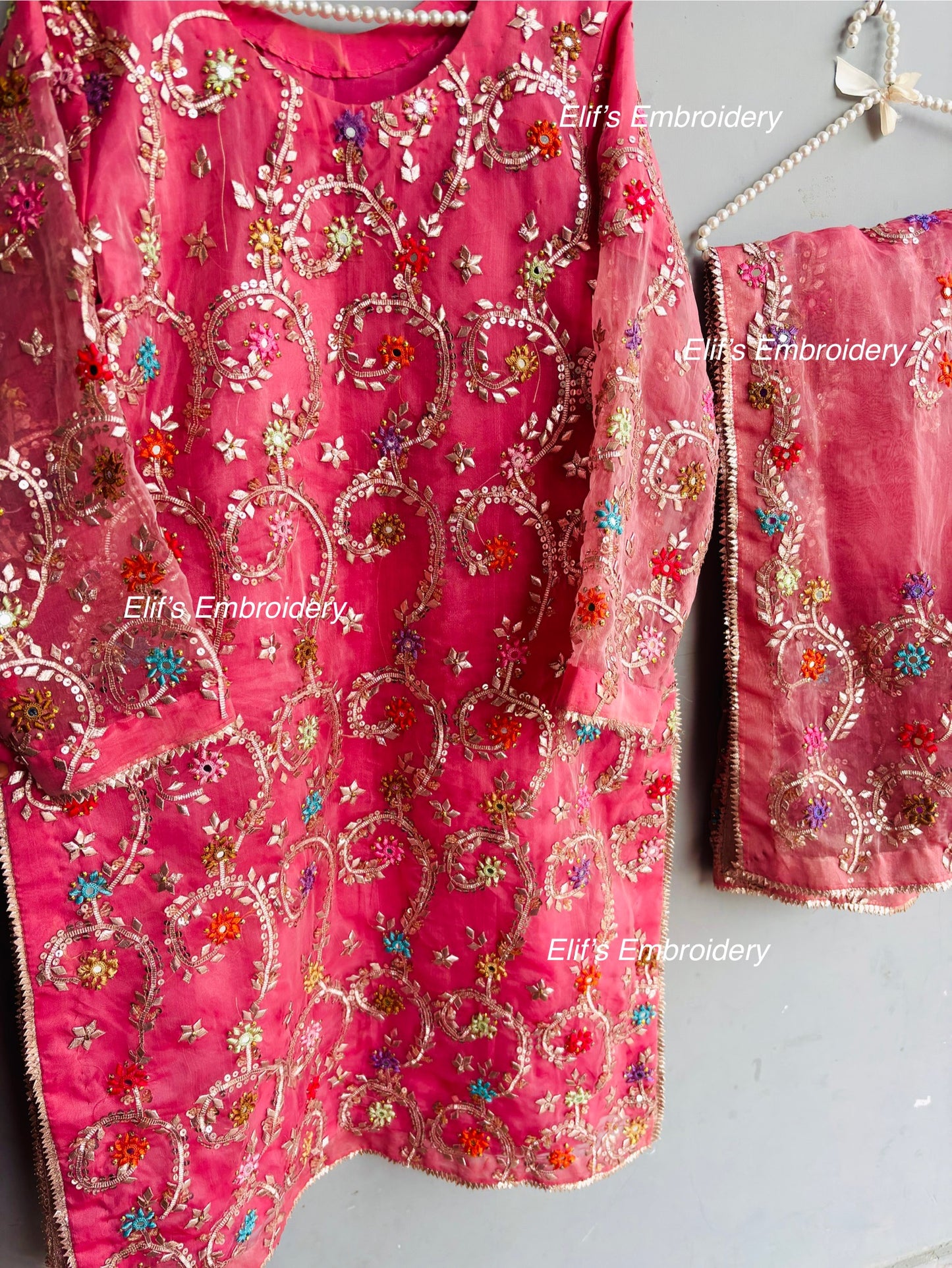 Zohaina - 2Pc Hand Embroidered Organza Suit