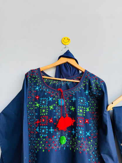 RangReet = Hand Embroidered Kacha Tanka 2pc Suit