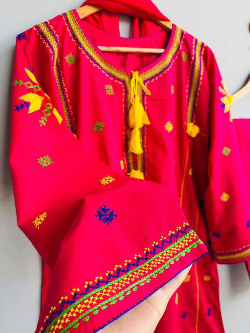 Ruby Radiance - Hand Embroidered 2Pc Suit