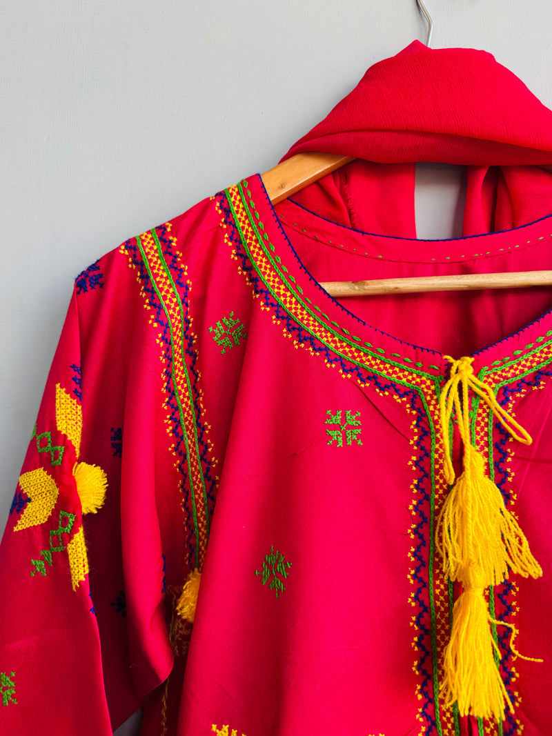 Ruby Radiance - Hand Embroidered 2Pc Suit