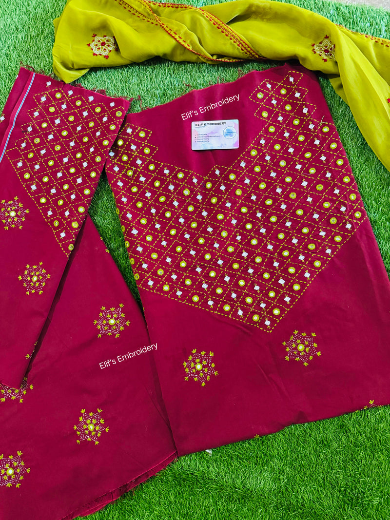 Mehr-e-Noor - Hand Embroidered 3Pc Suit