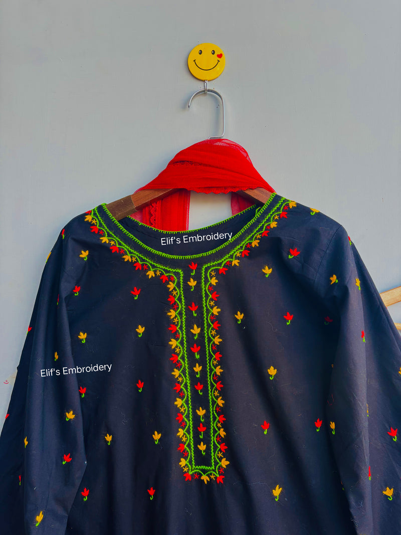 Luminous Floral Embroidery