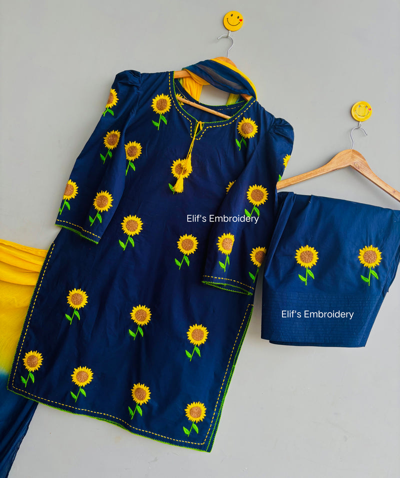Sunflower-3Pc Hand Embroidered
