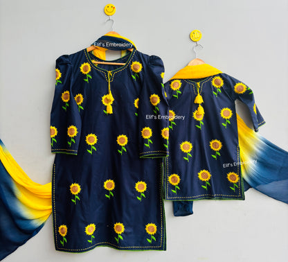 Sunflower-3Pc Hand Embroidered