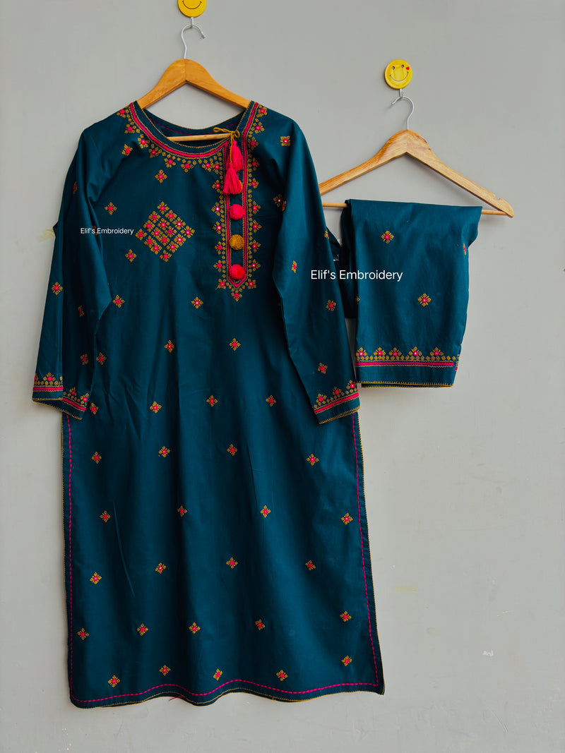 GreyGrace - 2PC Hand Embroidered Suit