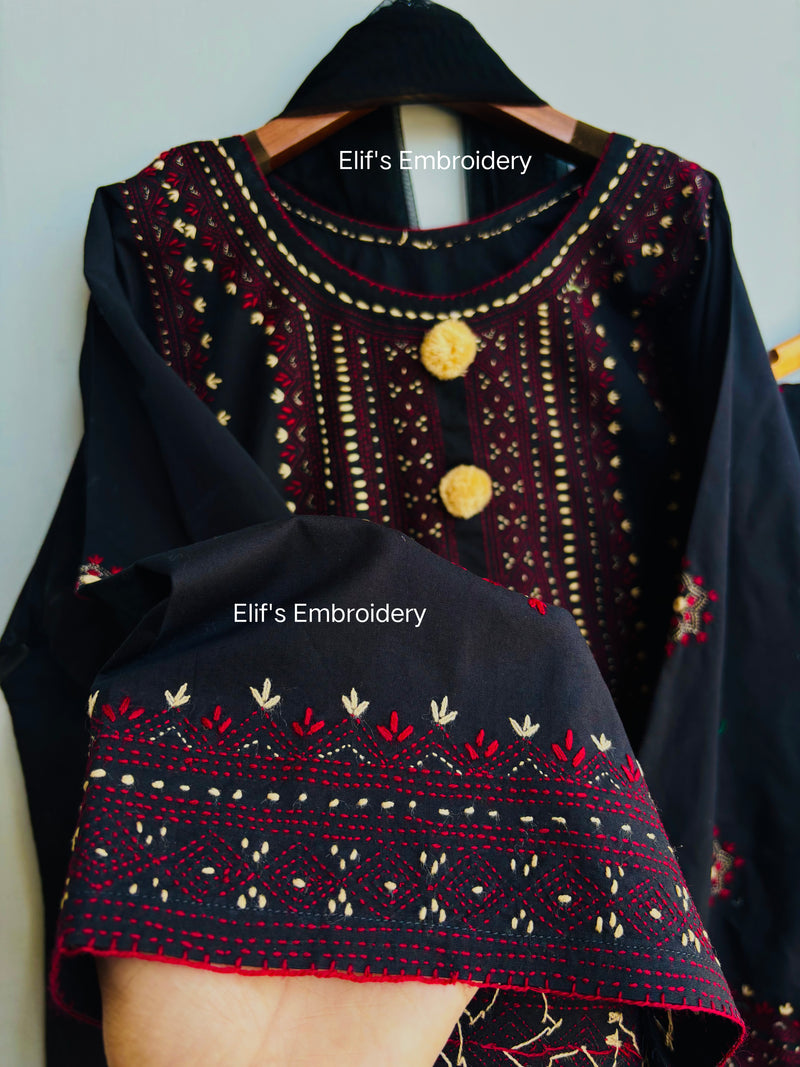 Kohinoor - 3Pc Hand Embroidered Suit