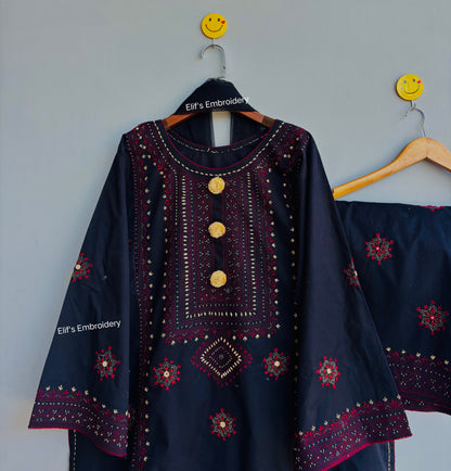 Kohinoor - 3Pc Hand Embroidered Suit