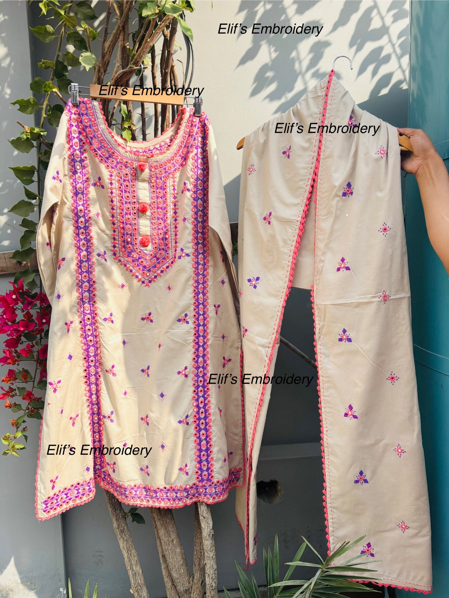 Shehnoor - 3Pc Hand Embroidered Suit