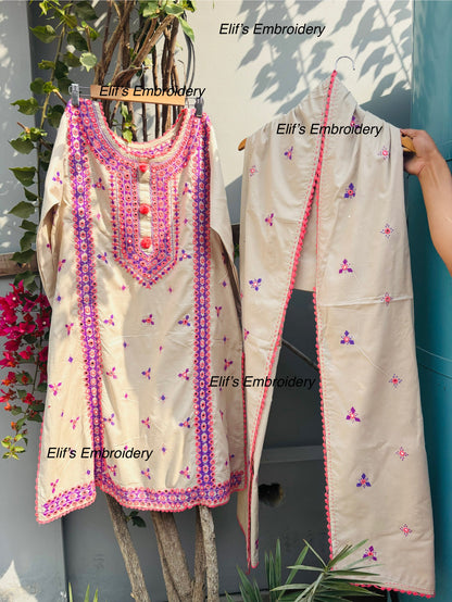 Shehnoor - 3Pc Hand Embroidered Suit