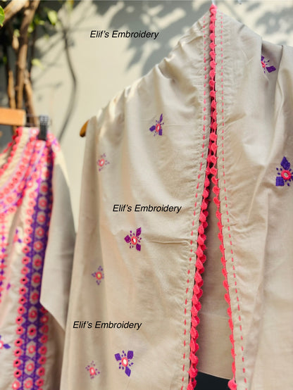 Shehnoor - 3Pc Hand Embroidered Suit