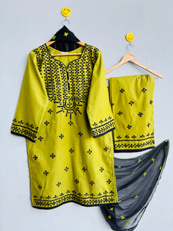 Rang-e-Henna - 3pc Hand Embroidered Suit