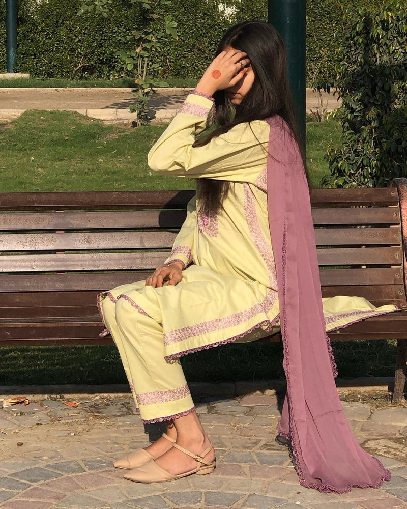 Pistachio Edit - 3Pc Hand Embroidered Suit