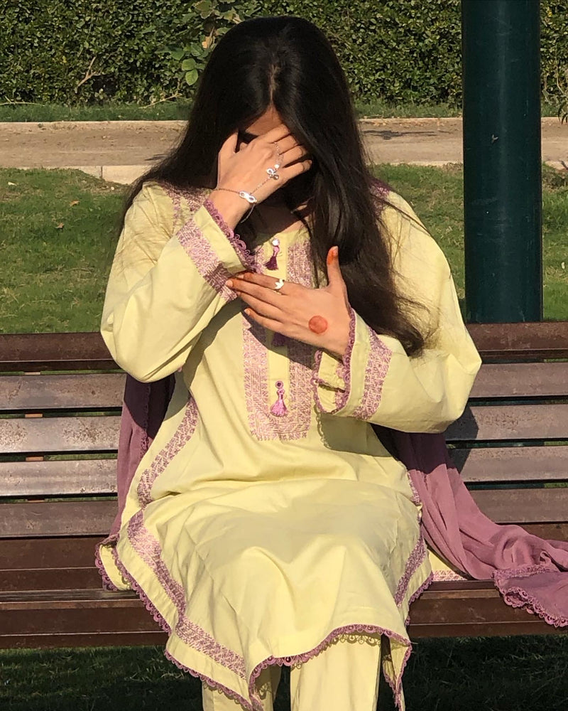 Pistachio Edit - 3Pc Hand Embroidered Suit