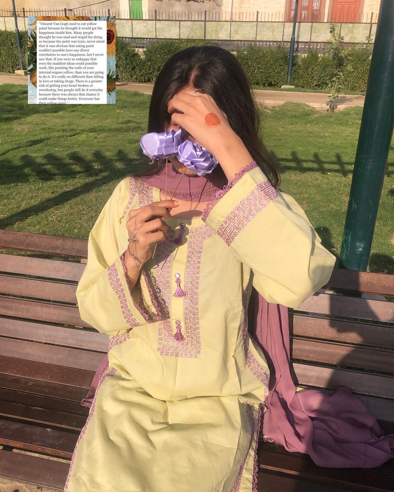 Pistachio Edit - 3Pc Hand Embroidered Suit