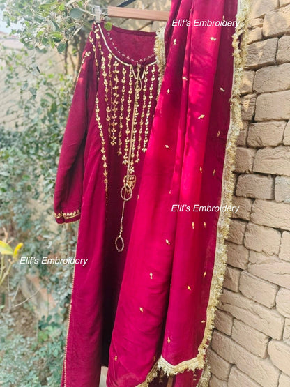 Zelina Nur - 3Pc Hand Embroidered Suit