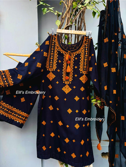 Rimaya - 3Pc Hand Embroidered Suit