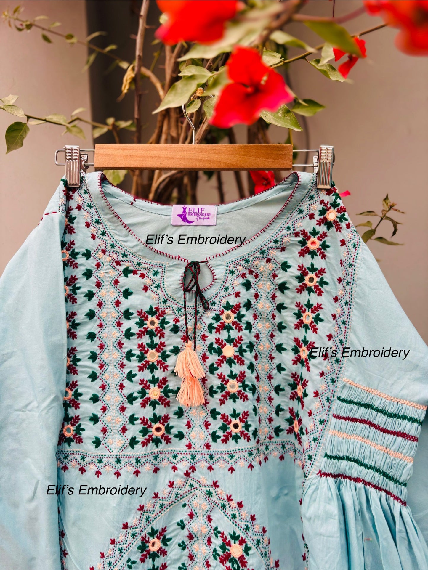 Derya - 2Pc Mom Daughter Embroidered Suit