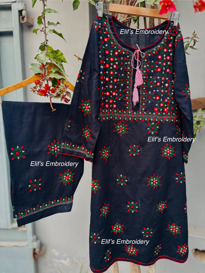 Zahrah - 2Pc Hand Embroidered Suit