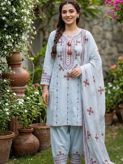 Ayzel - 3Pc Hand Embroidered Suit