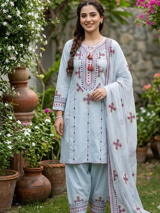 Ayzel - 3Pc Hand Embroidered Suit