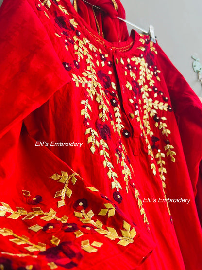Noor-e-Laal Hand-Embroidered Suit - 3Pc