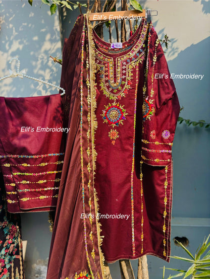 Mahina - 3Pc Hand Embroidered Suit