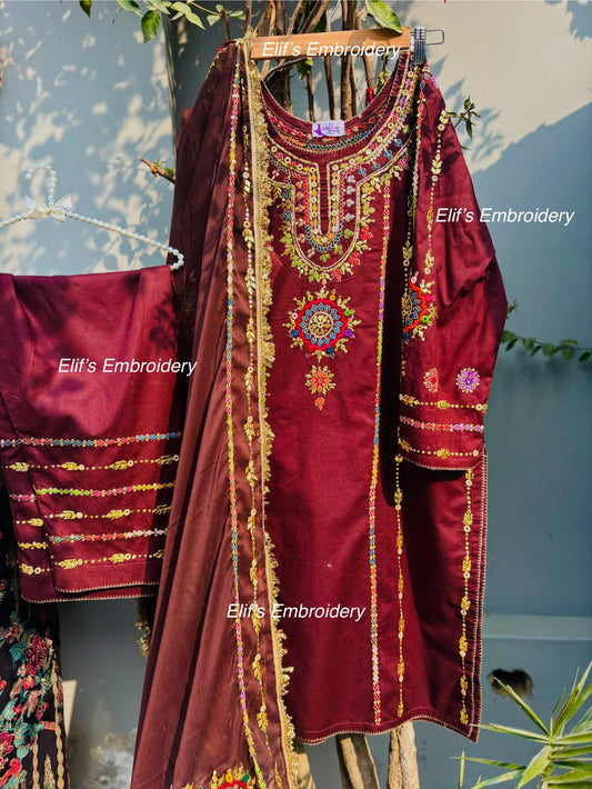 Mahina - 3Pc Hand Embroidered Suit