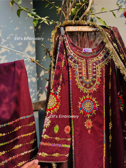 Mahina - 3Pc Hand Embroidered Suit