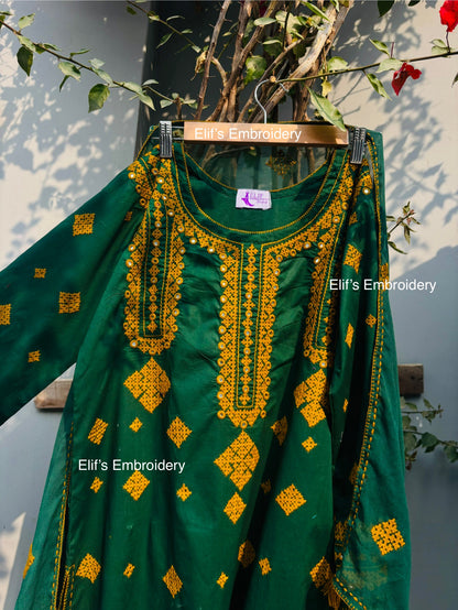Zamurd - 3Pc Hand Embroidered Suit