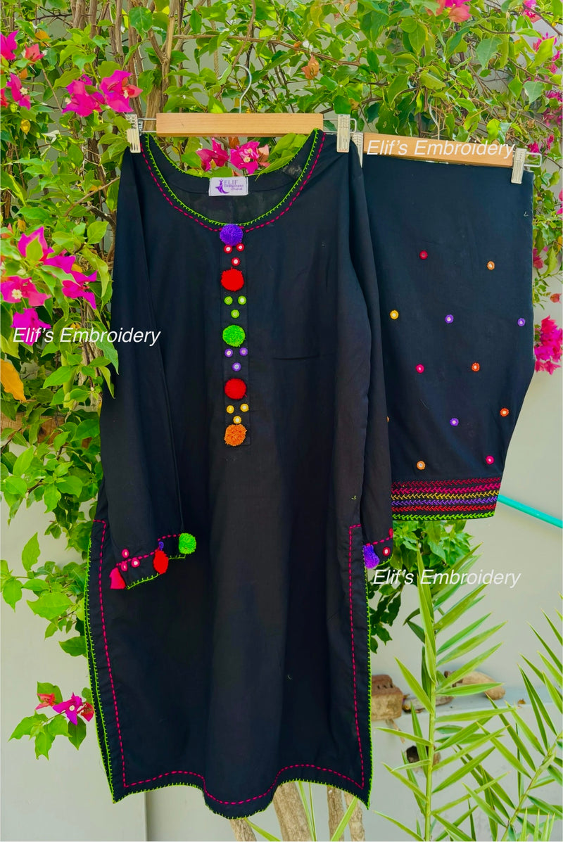 Noor-e-Rang - 2Pc Hand Embroidered Suit