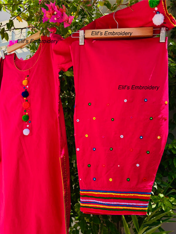Blush Bloom - 2Pc Hand Embroidered Suit