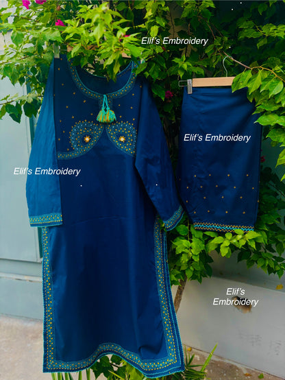 Lujain - 2Pc Hand Embroidered Suit