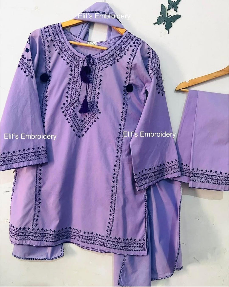 Gul-e-Aab - 3Pc Hand Embroidered Suit