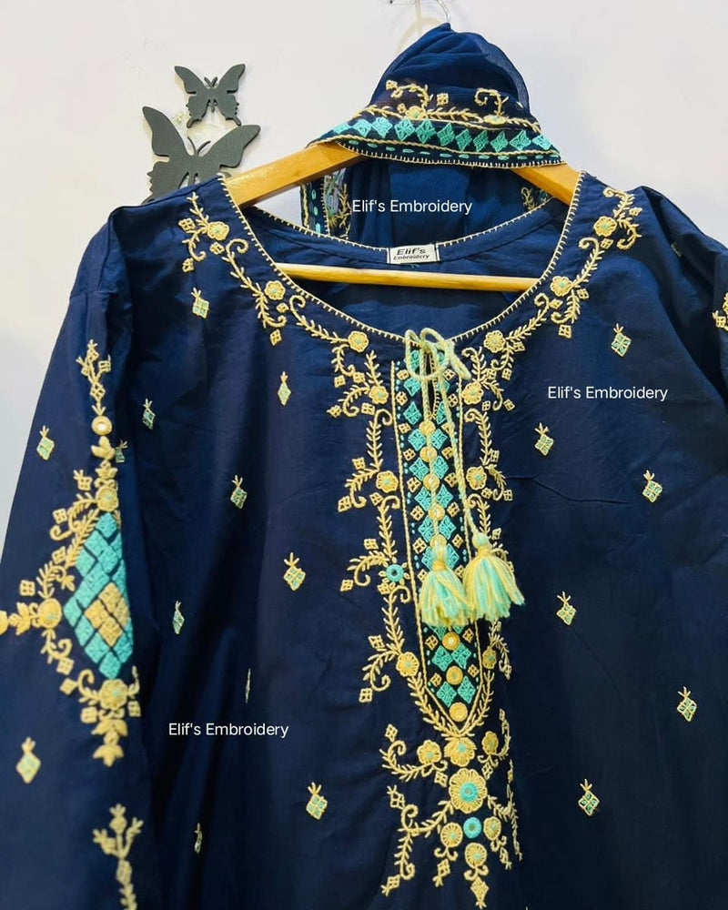 Ruq e Gul - 3Pc Hand Embroidered Suit