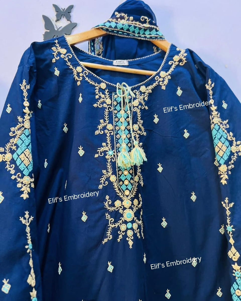 Ruq e Gul - 3Pc Hand Embroidered Suit