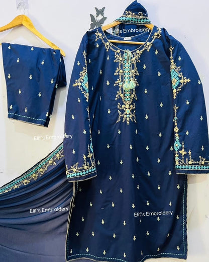Ruq e Gul - 3Pc Hand Embroidered Suit
