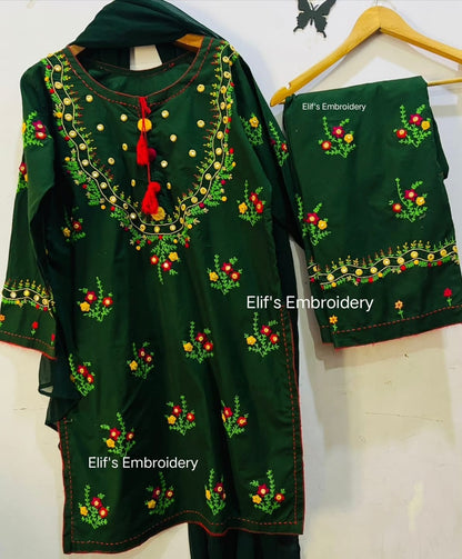 Bint e Haya - 3Pc Hand Embroidered suit