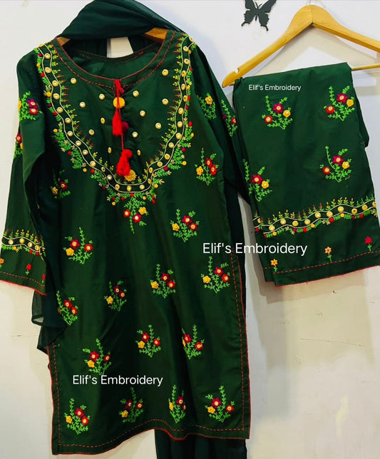 Bint e Haya - 3Pc Hand Embroidered suit