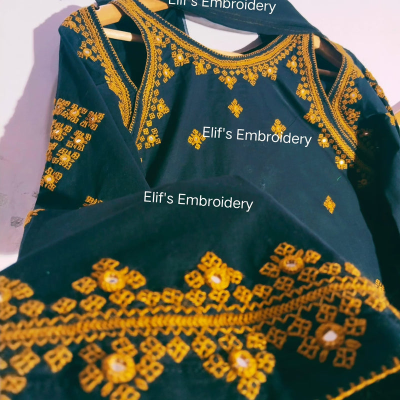 Meher e Zehra - 3Pc Hand Embroidered Suit