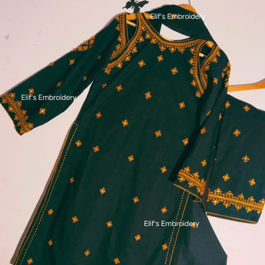 Meher e Zehra - 3Pc Hand Embroidered Suit